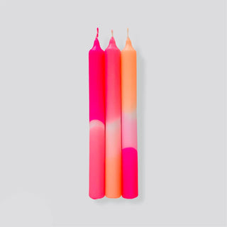 Dip Dye Neon Tapered Candles in Flamingo Dreams shopwheninroam
