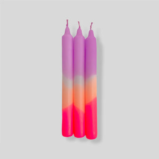 Dip Dye Neon Tapered Candles in Plum Mousse shopwheninroam