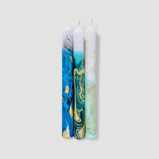 Dip Dye Marble Tapered Candles in Neptune shopwheninroam