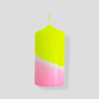 Dip Dye Neon Pillar Candle in Vanilla Sky shopwheninroam