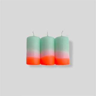 Dip Dye Neon Pillar Candles in Sorbet Flavour shopwheninroam