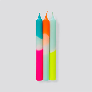 Dip Dye Neon Tapered Candles in Rainbow Kisses shopwheninroam