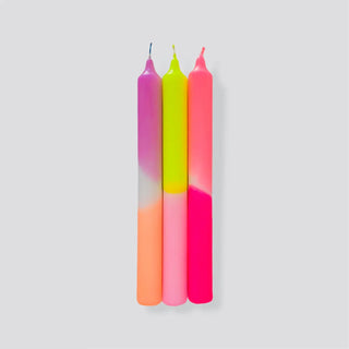 Dip Dye Neon Tapered Candles in Summer Breeze shopwheninroam