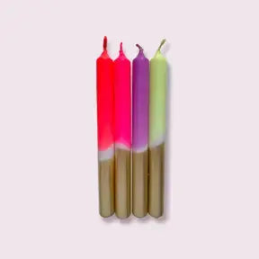 Dip Dye Neon * Baby It'S Cold Outside Gold Tapered Candles shopwheninroam