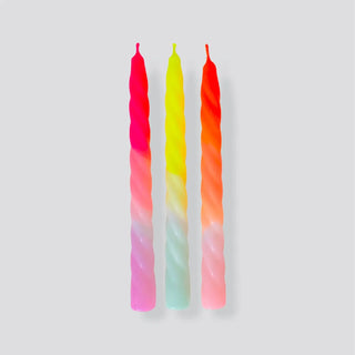 Dip Dye Twisted Shades of Fruit Salad Tapered Candles shopwheninroam