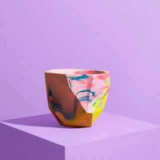 lilac ceramic plant pot Medium Geometric Plant Pot in Coral & Lilac – When in Roam