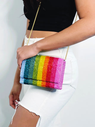 Rainbow Stripes Beaded Purse Tiana Designs